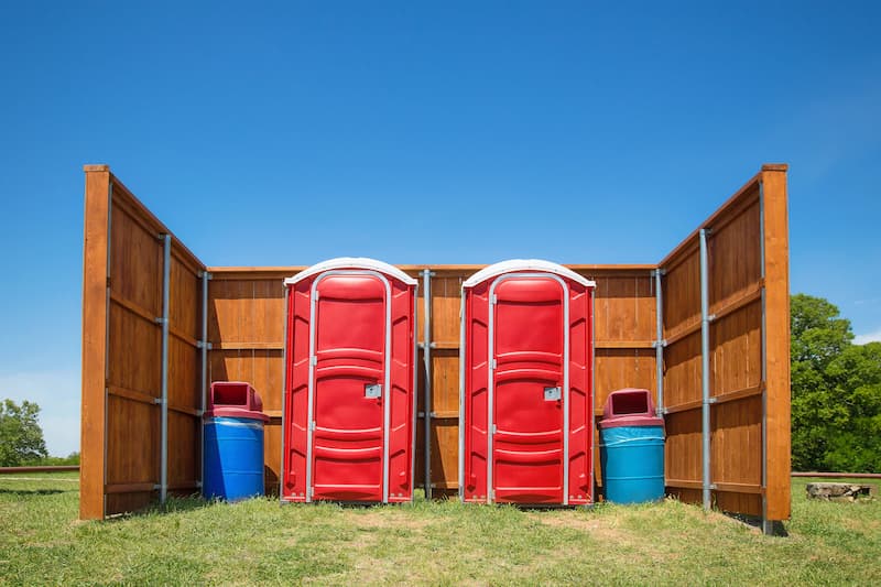 Short-term porta potty units staged for delivery in Valparaiso, Indiana